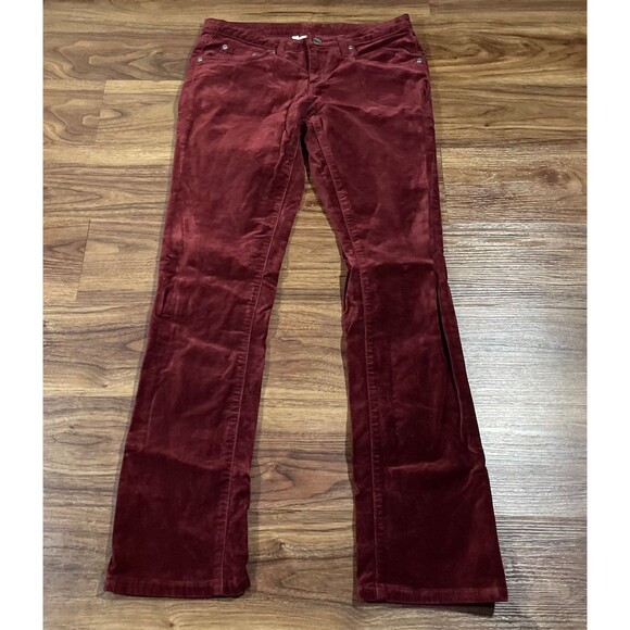 Sundance Velvet Pants Womens 4 Flare Leg Red 5 Pocket Boho Fall Casual - Picture 1 of 6